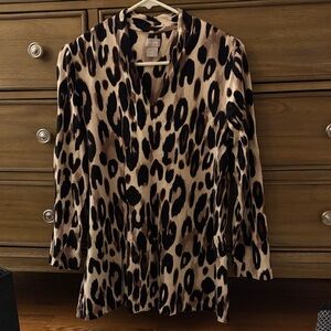 Chico's Black and Tan Animal Print Blouse
